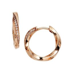 JOBO Paar Creolen, 585 Roségold mit 30 Diamanten