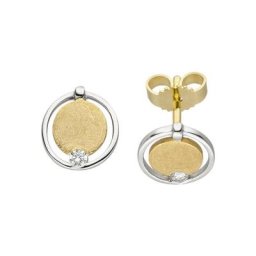JOBO Paar Ohrstecker, 585 Gold bicolor mit 2 Diamanten