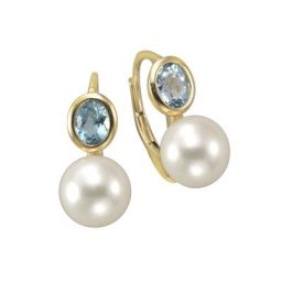 Vivance Paar Ohrhänger 333/- Gelbgold mit Blautopas/Perle
