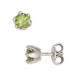 JOBO Paar Ohrstecker, rund 925 Silber mit Peridot