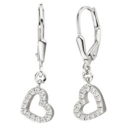 JOBO Paar Ohrhänger, Herz 925 Silber mit Zirkonia