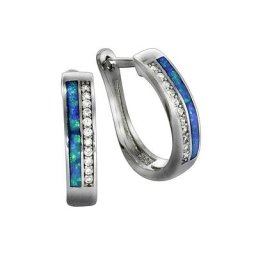Vivance Paar Creolen 925/- Sterling Silber synth. Opal Zirkonia