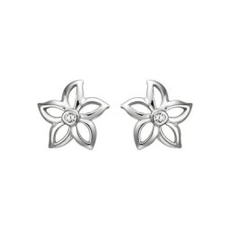 JOBO Paar Ohrstecker Blume, 925 Silber mit 2 Zirkonia