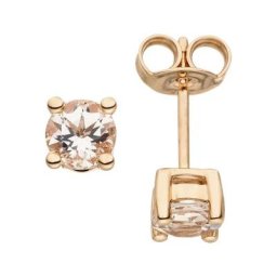 JOBO Paar Ohrstecker, 585 Roségold mit Morganit