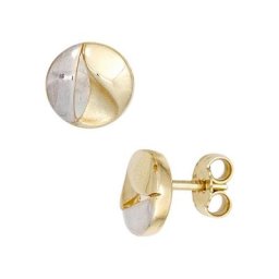 JOBO Paar Ohrstecker, rund 333 Gold bicolor