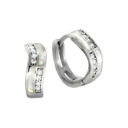 Vivance Paar Creolen 925/- Sterling Silber rhodiniert synth. Opal