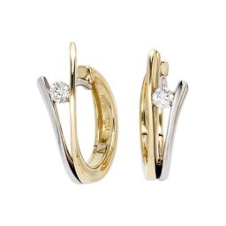 JOBO Paar Creolen, 585 Gold bicolor mit 2 Diamanten