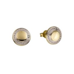 Firetti Paar Ohrstecker Glanz, rhodiniert, hohl, rund, bicolor, Made in Germany, mit Diamanten