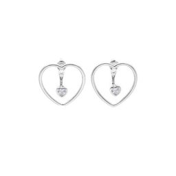 Smart Jewel Paar Ohrstecker zweiteilig, Herz, Zirkonia Steine, glanz, Silber 925