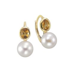 Vivance Paar Ohrhänger 333/- Gelbgold mit Citrin/Perle