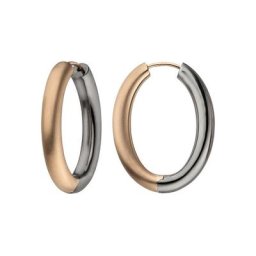 JOBO Paar Creolen, oval 925 Silber bicolor vergoldet