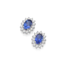 Smart Jewel Paar Ohrstecker elegant, farbige Steine und weiße Zirkonia, Silber 925
