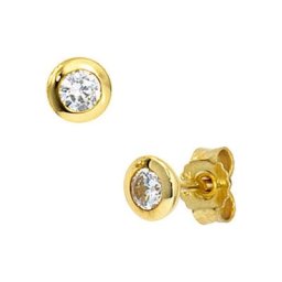 JOBO Paar Ohrstecker, rund 333 Gold mit Zirkonia