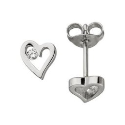 JOBO Paar Ohrstecker Herz, 925 Silber mit Zirkonia