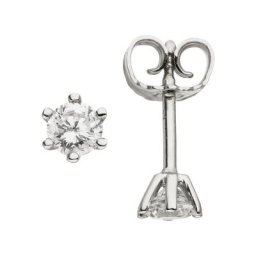 JOBO Paar Ohrstecker Solitär, 585 Weißgold mit 2 Diamanten Brillanten 0,50 ct.