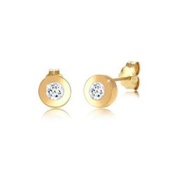 Elli Premium Paar Ohrstecker Basic Zart Kreis Geo Topas Edelstein 585 Gelbgold