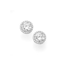 Smart Jewel Paar Ohrstecker rund mit Zirkonia Steinen, Silber 925