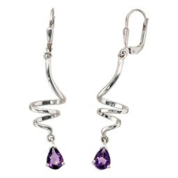 JOBO Paar Ohrhänger, 925 Silber mit Amethyst