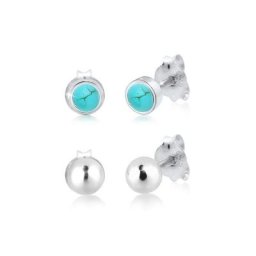 Elli Ohrring-Set Basic Set Kugel Edelstein 925 Sterling Silber