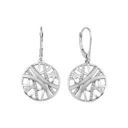 JOBO Paar Ohrhänger, rund 925 Silber mit 32 Zirkonia