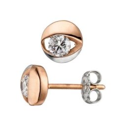 JOBO Paar Ohrstecker, 333 Roségold bicolor mit Zirkonia