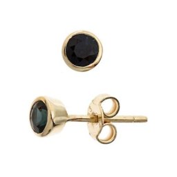 JOBO Paar Ohrstecker, rund 333 Gold mit Safir