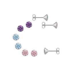 Firetti Ohrstecker-Set Ohrsteckerset rund mit pink, amethyst und aquafarbenen Zirkonia (Set, 6-tlg), mit Zirkonia (synth)