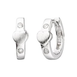 JOBO Paar Creolen, Herz 925 Silber mit Zirkonia