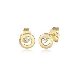 Elli DIAMONDS Paar Ohrstecker Stecker Rund Diamanten (0.03 ct) 375 Gelbgold