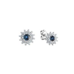 Orolino Paar Ohrstecker 585/- Weißgold mit Brillant und Safir