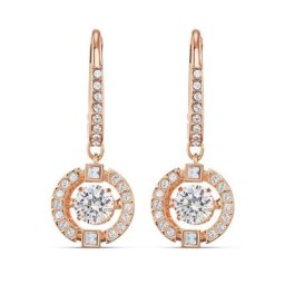 Swarovski Paar Ohrhänger Sparkling Dance, weiss, Rosé vergoldet, 5504753, mit Swarovski® Kristallen