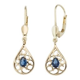 JOBO Paar Ohrhänger, Tropfen 585 Gold mit Safir