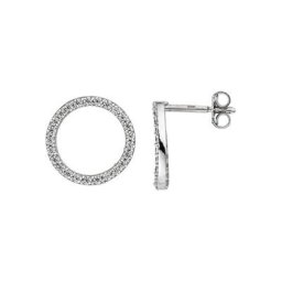 JOBO Paar Ohrstecker, rund 925 Silber mit Zirkonia