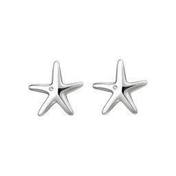 JOBO Paar Ohrstecker Seestern, 925 Silber mit 2 Zirkonia