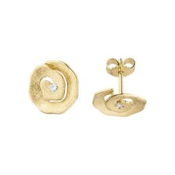 JOBO Paar Ohrstecker, 585 Gold eismatt mit 2 Diamanten