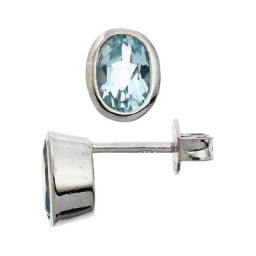 JOBO Paar Ohrstecker, oval 925 Silber mit Blautopas