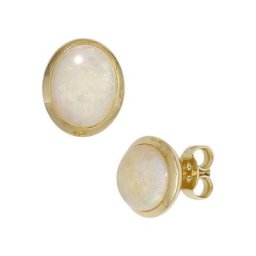 JOBO Paar Ohrstecker, oval 585 Gold mit Opal-Cabochons