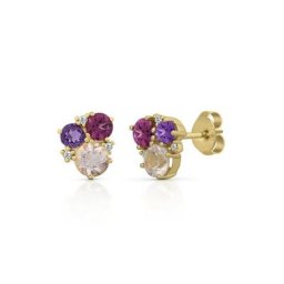 Orolino Paar Ohrstecker 585/- Gold gelb Amethyst Rosaquartz Brillant