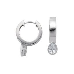 Adelia´s Paar Ohrhänger 925 Silber Ohrringe Creolen Tropfen Ø 14,4 mm, mit Zirkonia Silberschmuck für Damen