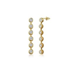 dKeniz Paar Ohrhänger 925/- Sterling Silber vergoldet Glänzend 5cm Zirkonia Weiß