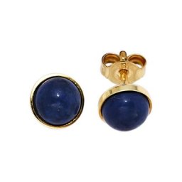 JOBO Paar Ohrstecker, rund 333 Gold mit Lapislazuli