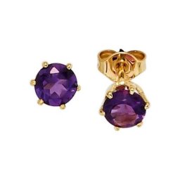 JOBO Paar Ohrstecker, rund 585 Gold mit Amethyst