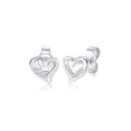 Elli DIAMONDS Paar Ohrstecker Herz Liebe Diamant (0.03 ct) 925 Silber