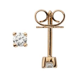 JOBO Paar Ohrstecker Solitär, 585 Roségold mit 2 Diamanten Brillanten 0,24 ct.