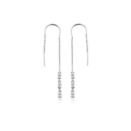 dKeniz Paar Ohrhänger 925/- Sterling Silber rhodiniert Glänzend 8cm Zirkonia Weiß