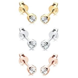 Elli Ohrring-Set 3er Set Tri-Color Kristalle 925 Silber