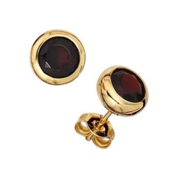 JOBO Paar Ohrstecker, rund 375 Gold mit Granat