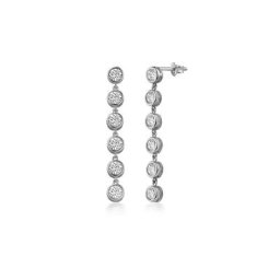 dKeniz Paar Ohrhänger 925/- Sterling Silber rhodiniert Glänzend 5cm Zirkonia Weiß