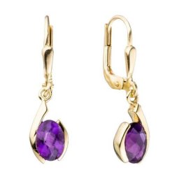 JOBO Paar Ohrhänger, 333 Gold mit Amethyst