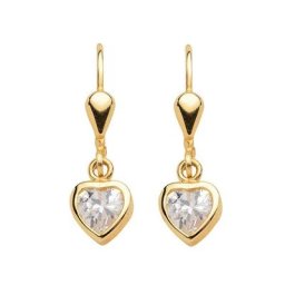 Adelia´s Paar Ohrhänger 333 Gold Ohrringe Ohrhänger Herz, mit Zirkonia Goldschmuck für Damen